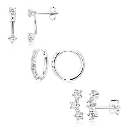 3-Pair Birthstone Hoop Earrings Set
