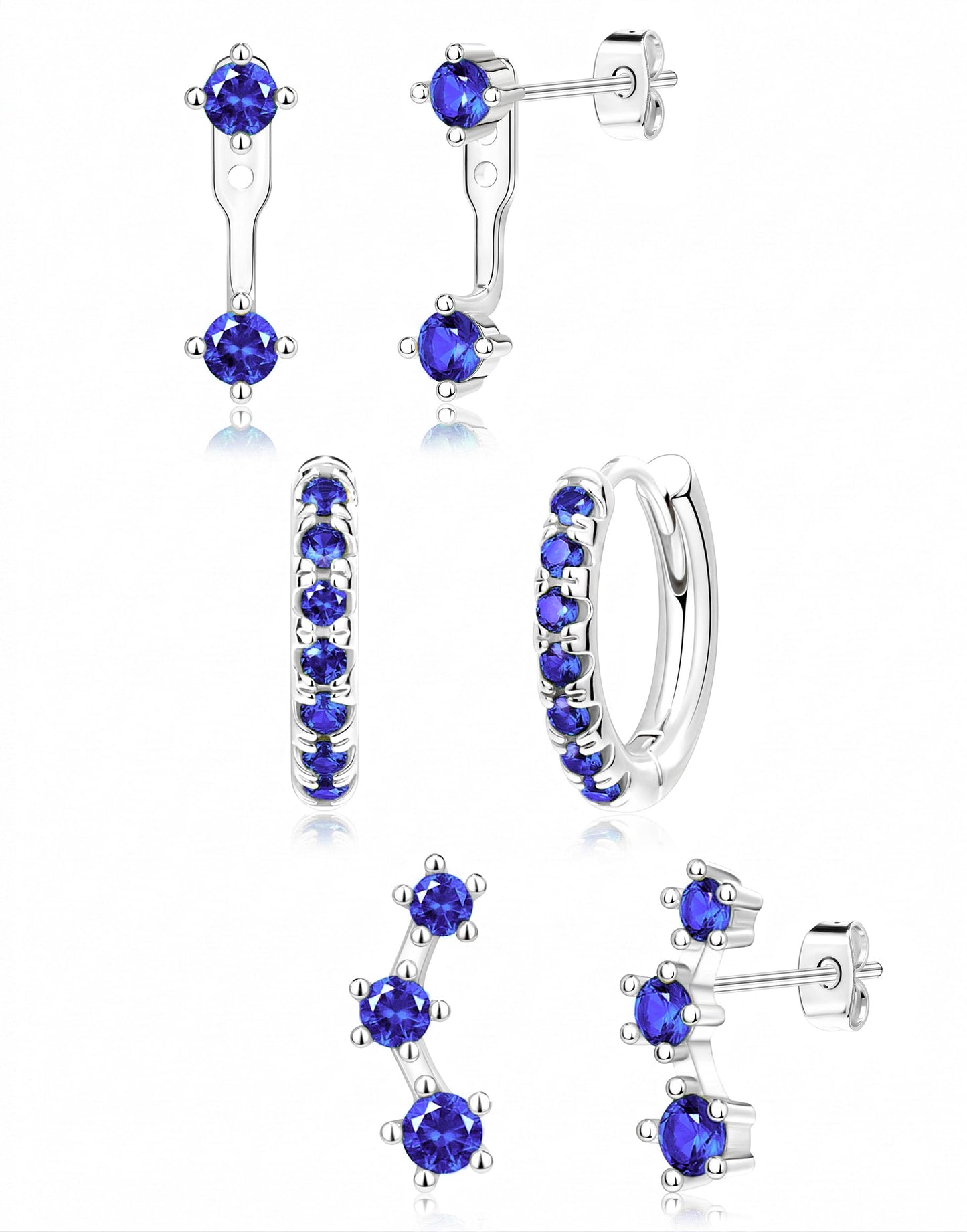 3-Pair Birthstone Hoop Earrings Set