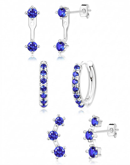 3-Pair Birthstone Hoop Earrings Set
