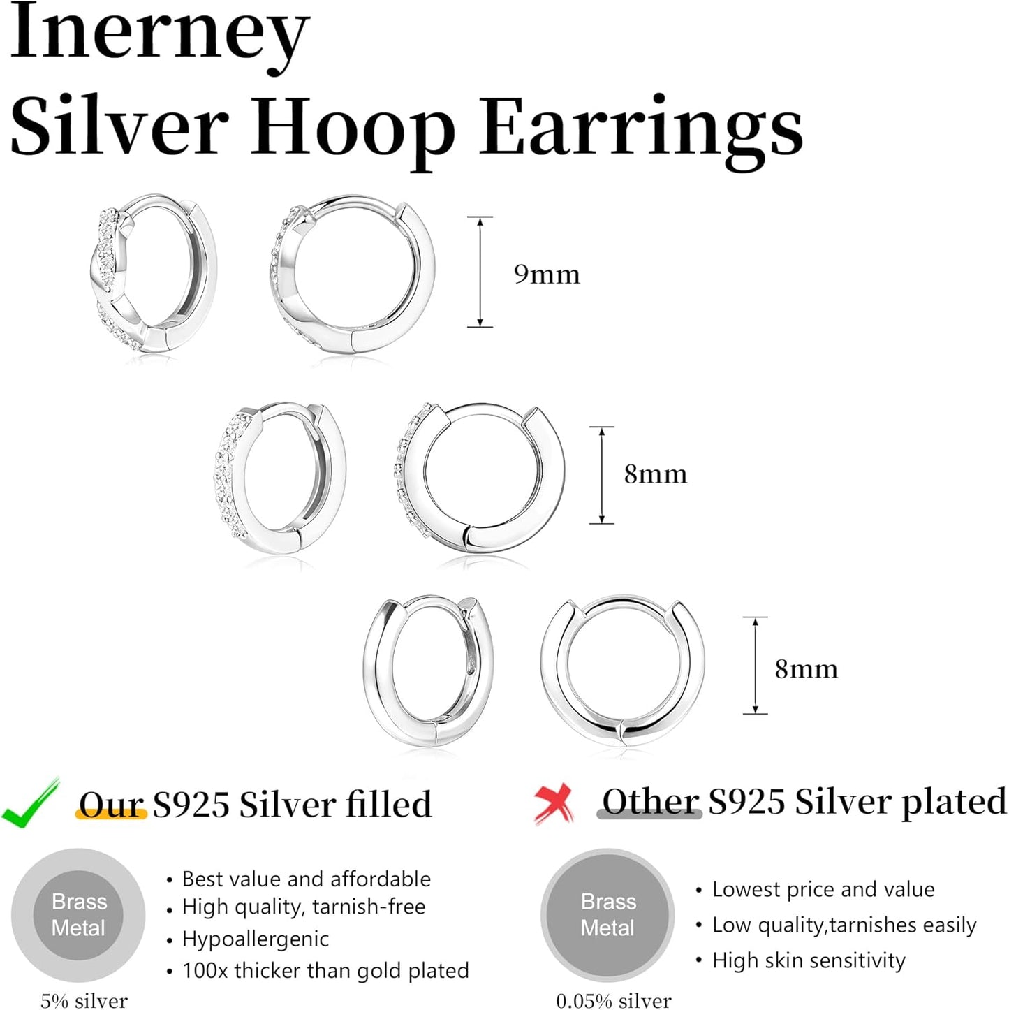 Gold Huggie Hoop Earrings Set for Women, Dainty Small Sterling Silver Earrings for Multiple Piercing Lightweight Hypoallergenic Jewelry, Trendy Twisted Cubic Zircon Cartilage Earrings for Women's Gifts 3 Pairs