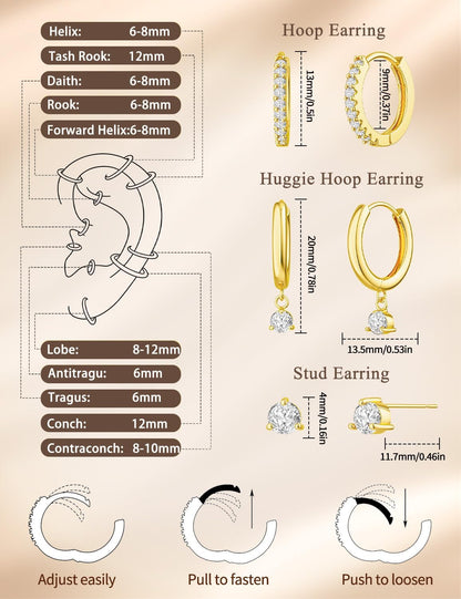 3-Pair Gold-Tone Hoop Earrings Set