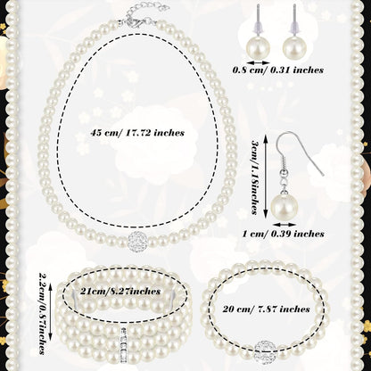 3-Piece Pearl Rhinestone Jewelry Set