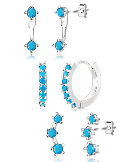 3-Pair Birthstone Hoop Earrings Set