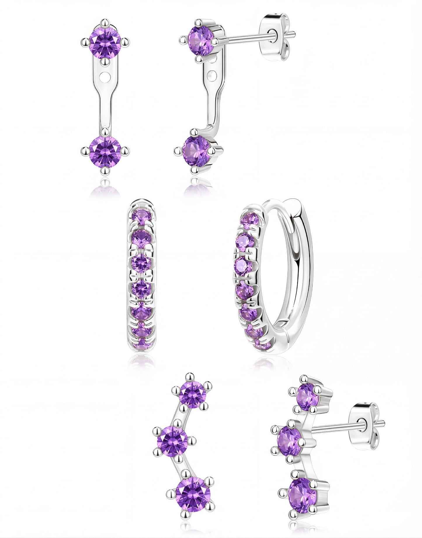 3-Pair Birthstone Hoop Earrings Set