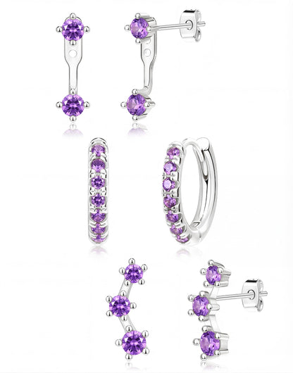 3-Pair Birthstone Hoop Earrings Set