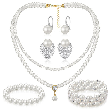 3-Piece Pearl Rhinestone Jewelry Set