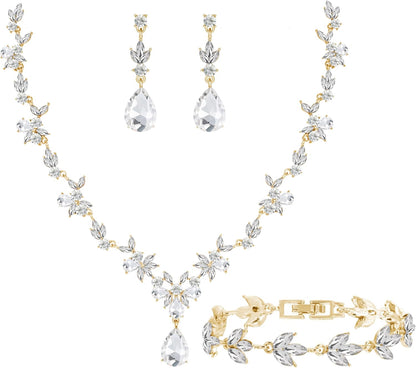 3-Piece Crystal Flower Jewelry Set