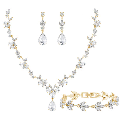 3-Piece Crystal Flower Jewelry Set