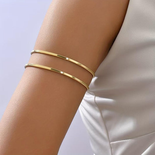 2-Piece Gold Stackable Arm Cuff Set