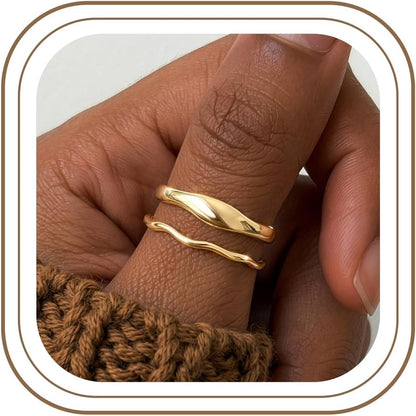 Gold-Tone Stackable Chunky Ring Set