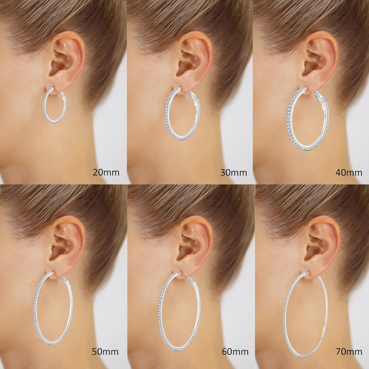 Silver-Tone Rhinestone Hoop Earrings