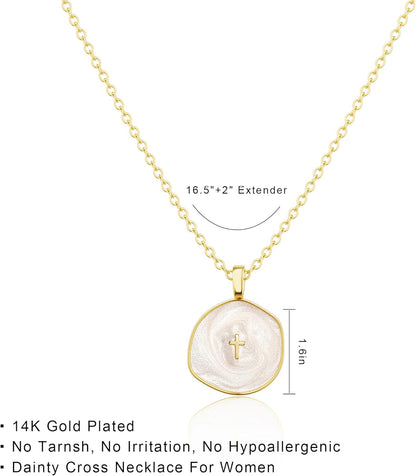 14K Gold Plated Cross Pendant Necklace