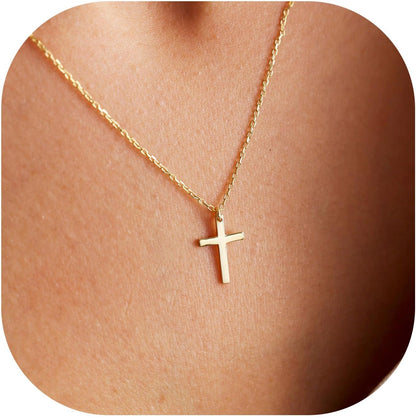 MONOZO Cross Necklace for Women，14K Gold Plated Cross Necklace Layered Gold Cross Necklace Tiny Sideway Cross Choker Necklace Gold Cross Necklaces for Women Trendy Gold Jewelry Gifts for Women Trendy