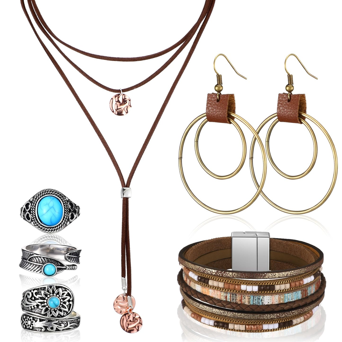 Turquoise Boho Jewelry Set