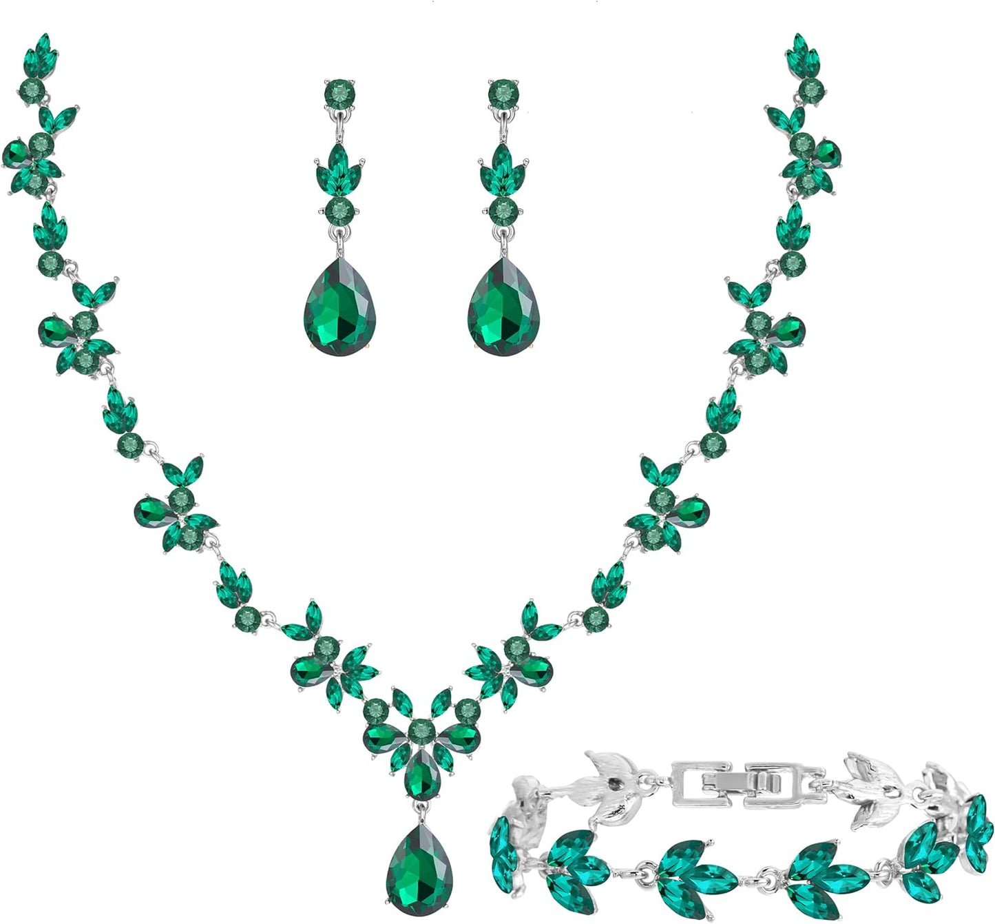 3-Piece Crystal Flower Jewelry Set