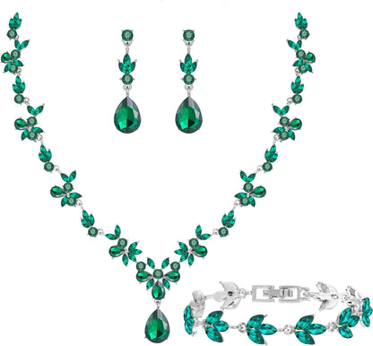 3-Piece Crystal Flower Jewelry Set