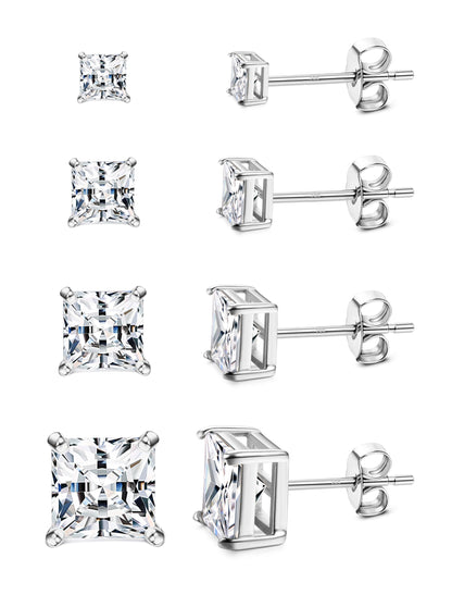Gold-Tone Silver-Tone CZ Stud Earrings