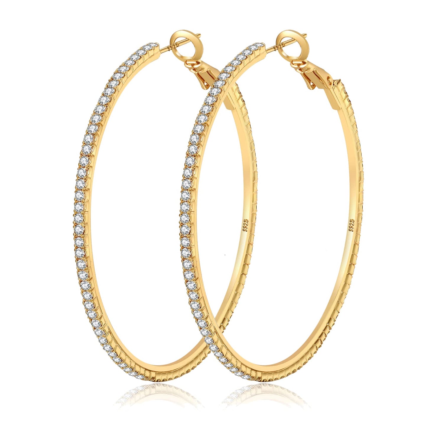 Silver-Tone Rhinestone Hoop Earrings