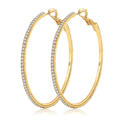 Silver-Tone Rhinestone Hoop Earrings