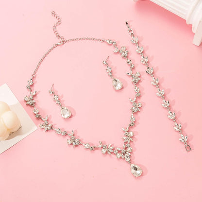 3-Piece Crystal Flower Jewelry Set