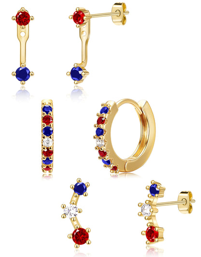 3-Pair Birthstone Hoop Earrings Set