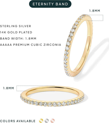 Gold-Tone Silver-Tone CZ Stackable Ring