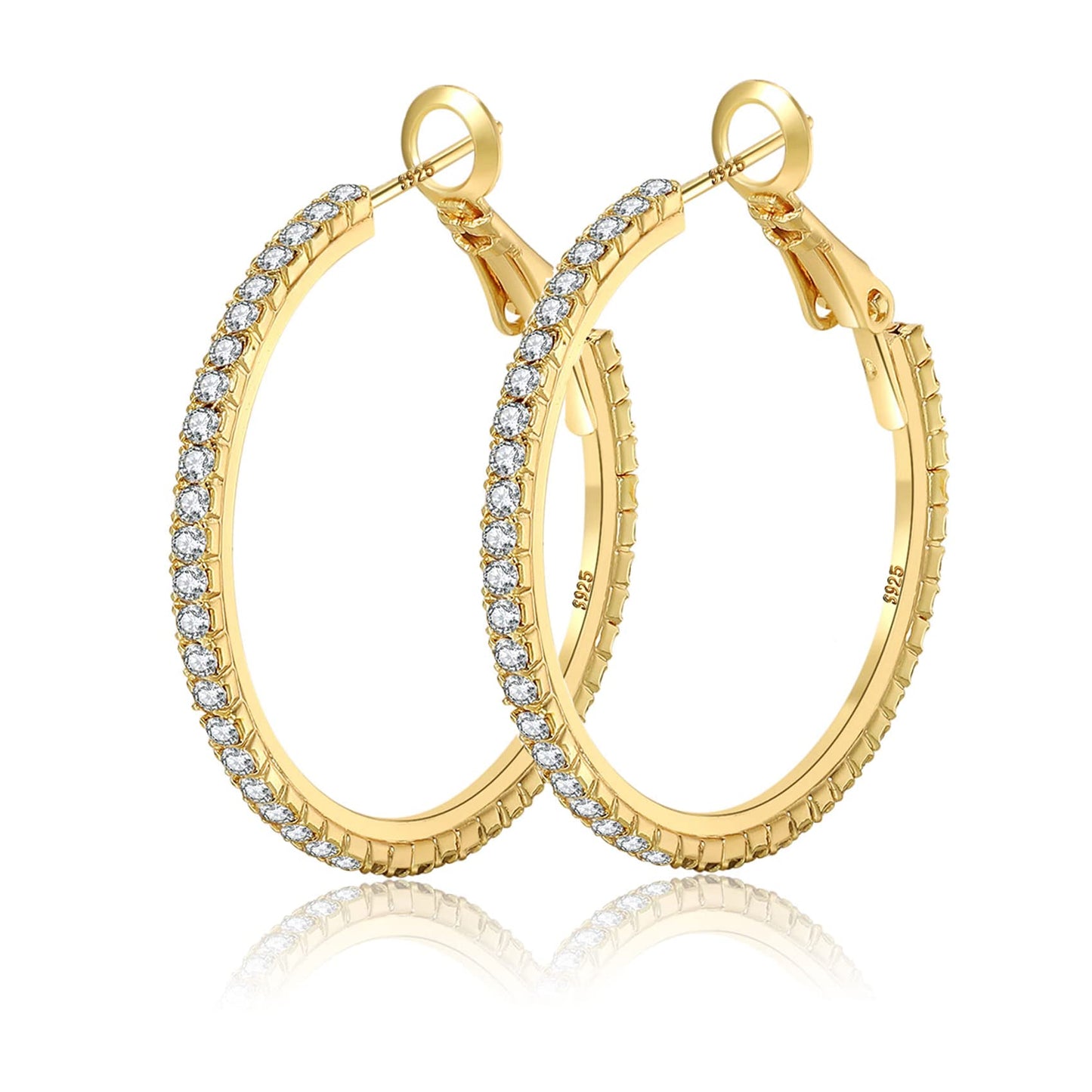 Silver-Tone Rhinestone Hoop Earrings