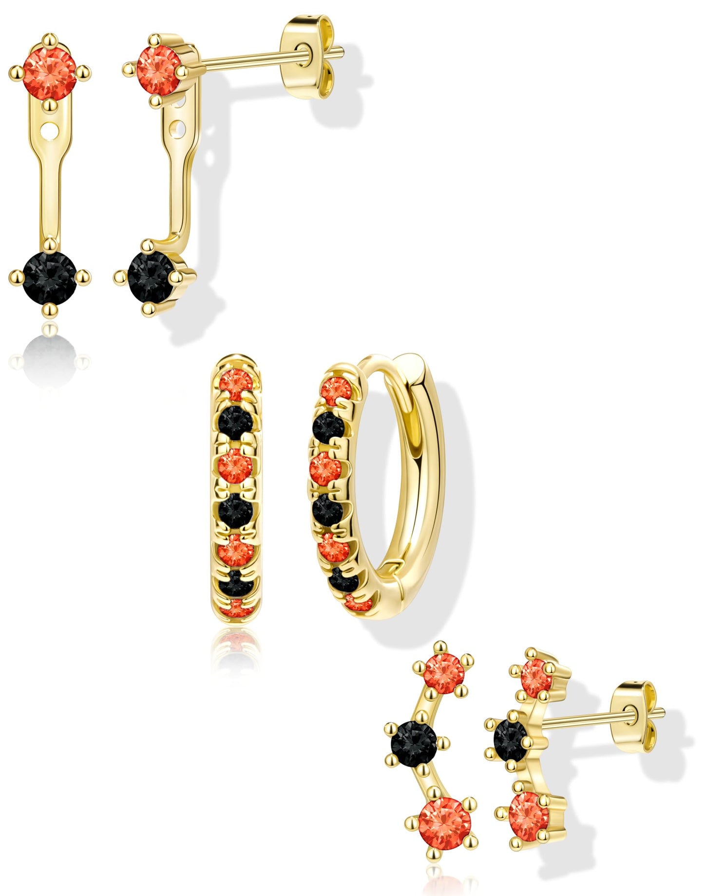 3-Pair Birthstone Hoop Earrings Set