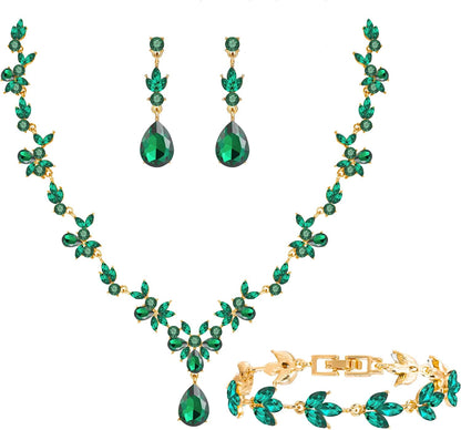 3-Piece Crystal Flower Jewelry Set