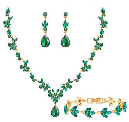 3-Piece Crystal Flower Jewelry Set