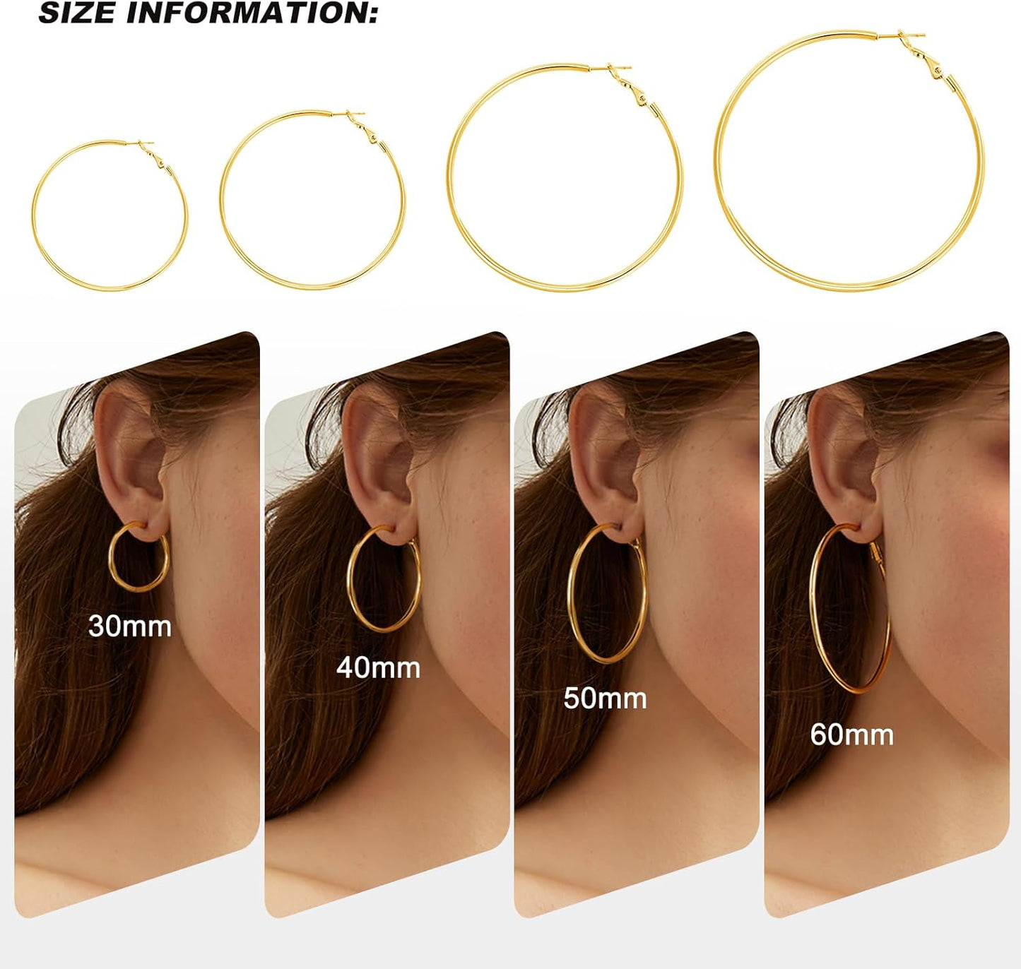 4-Pair Gold-Tone Silver-Tone Hoop Earrings Set