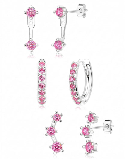 3-Pair Birthstone Hoop Earrings Set
