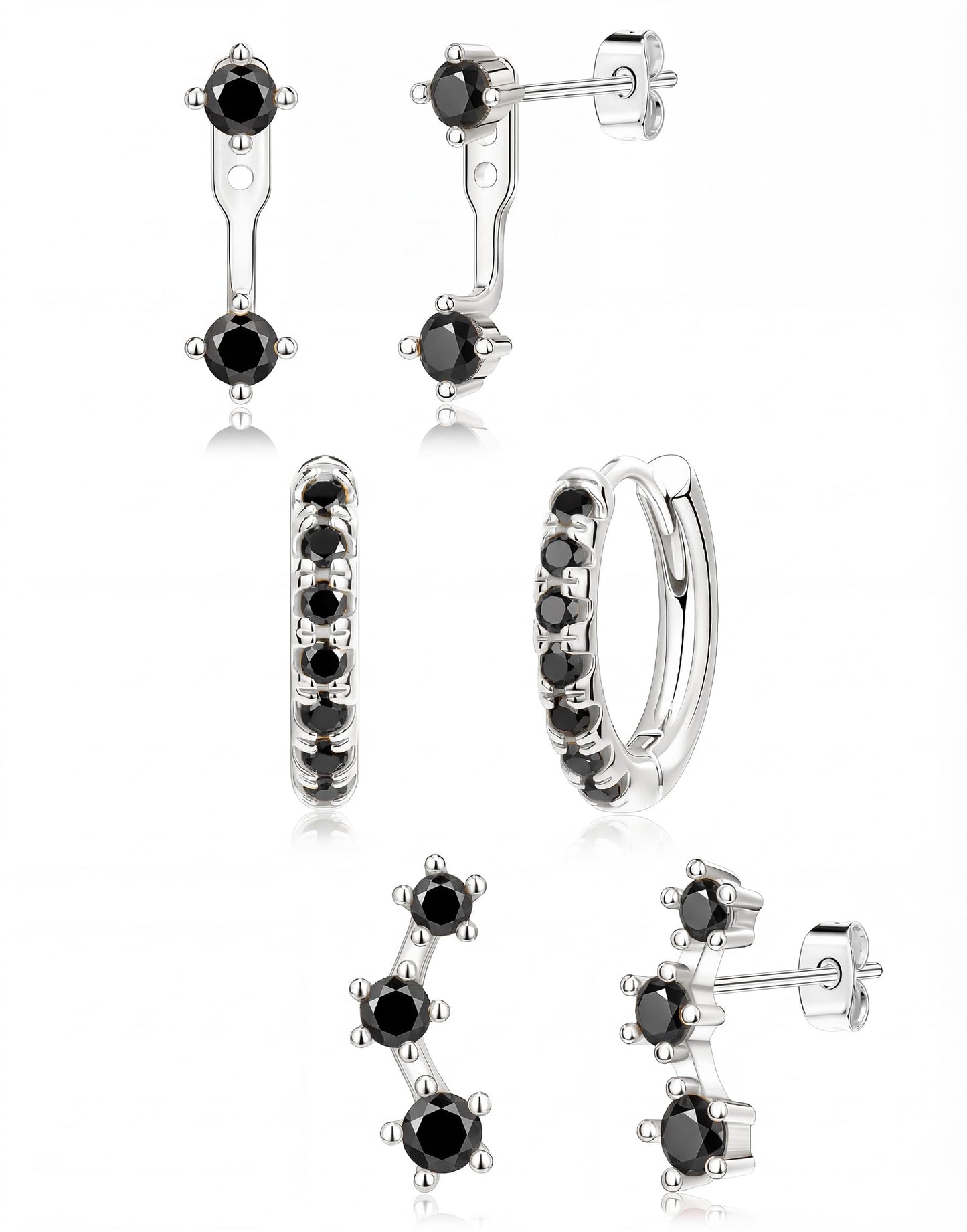 3-Pair Birthstone Hoop Earrings Set