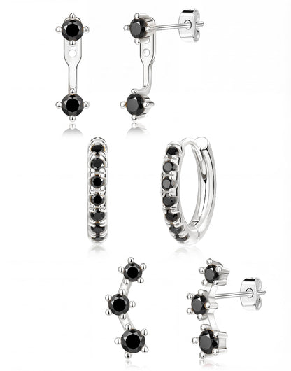 3-Pair Birthstone Hoop Earrings Set