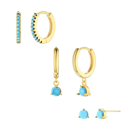 3-Pair Gold-Tone Hoop Earrings Set