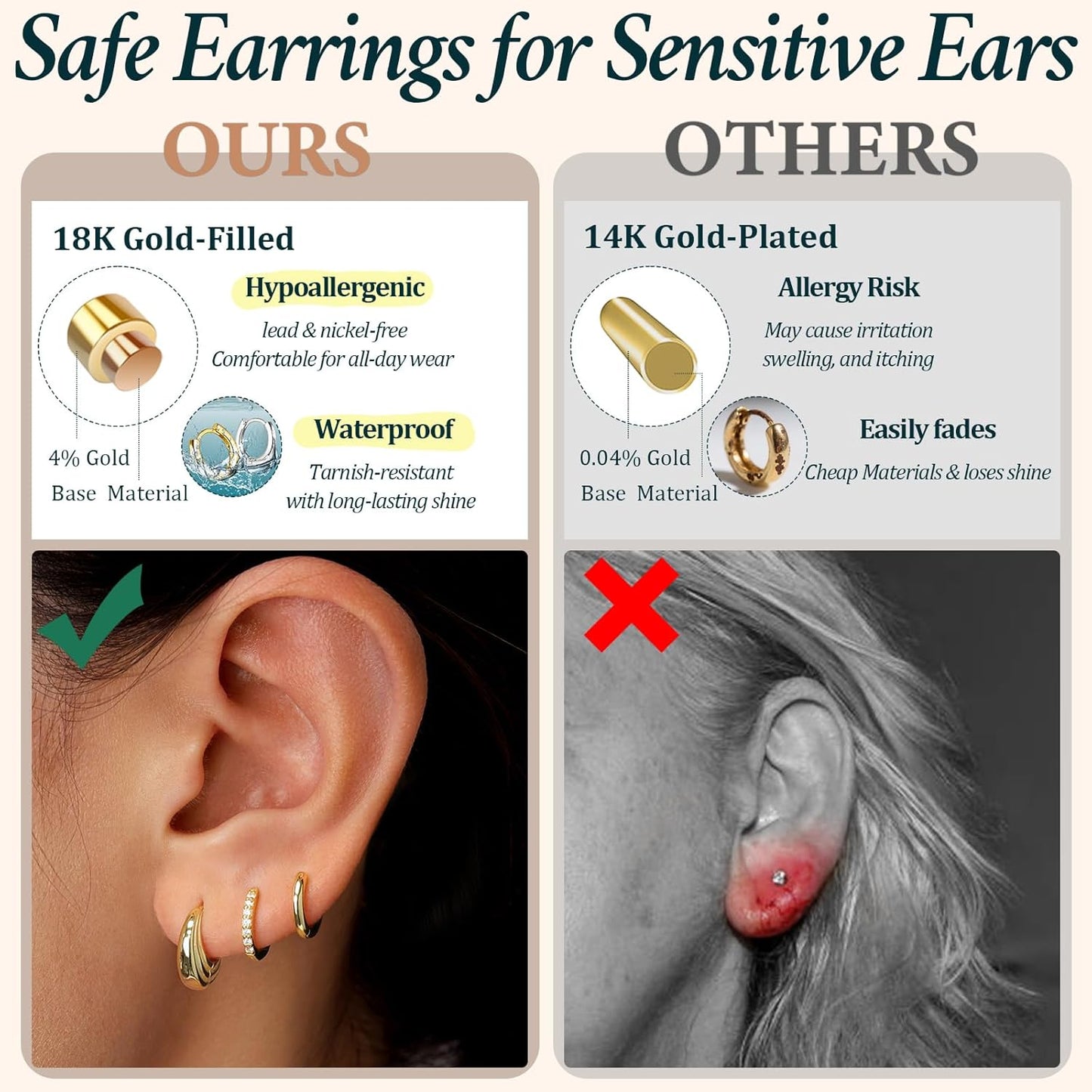 Gold-Tone Silver-Tone Hoop Earrings