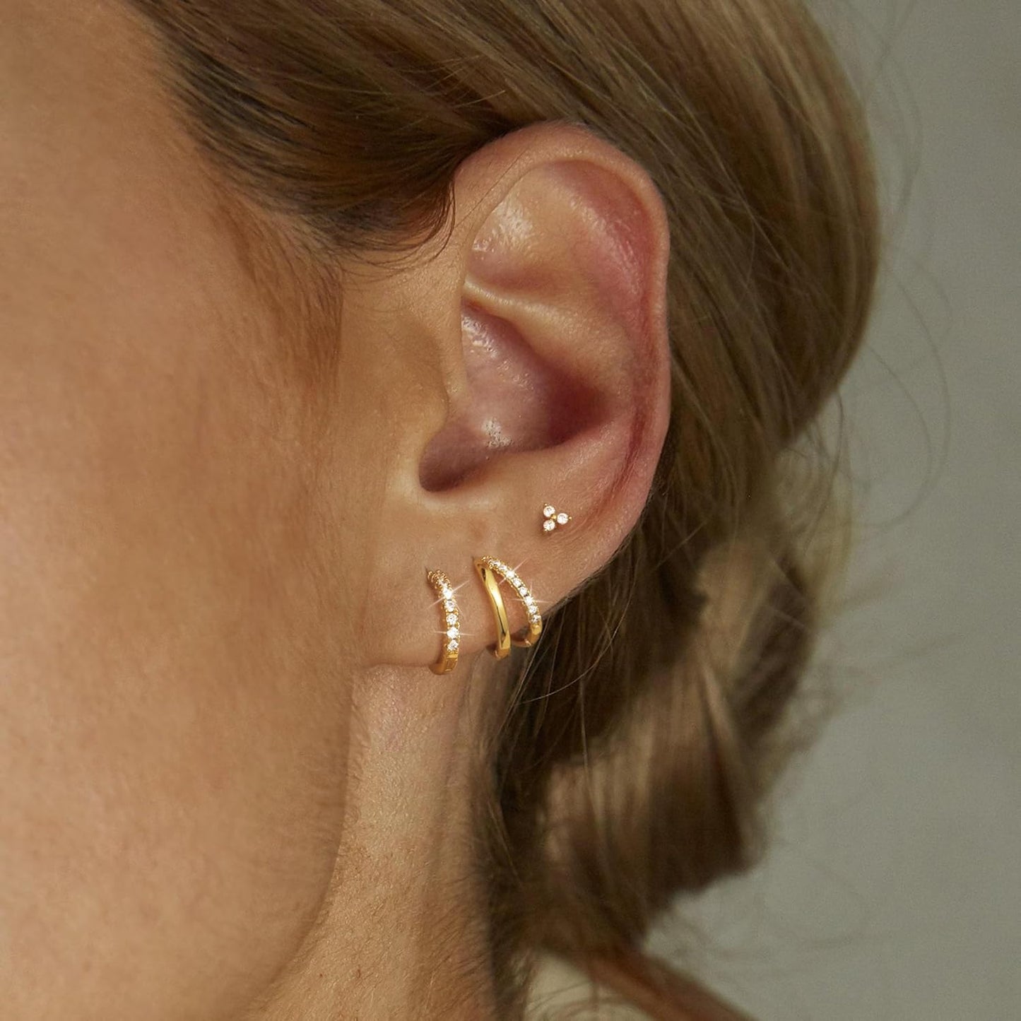 Gold Hoop Earrings for Women, 14K Gold Plated Hypoallergenic Cubic Zirconia Earrings Trendy Small Dainty Gold Hoops Earrings Set Jewelry Multiple Piercing Gifts for Women