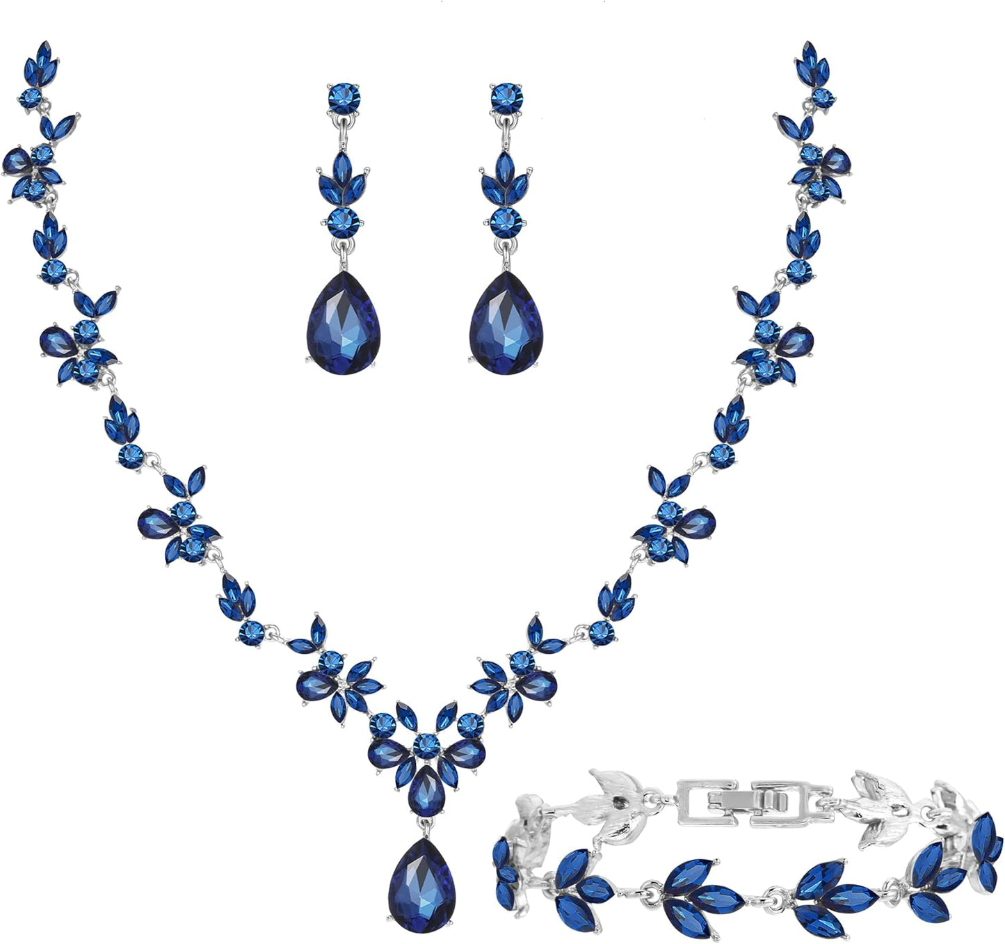 3-Piece Crystal Flower Jewelry Set