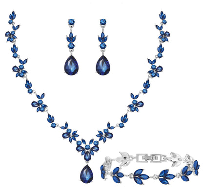 3-Piece Crystal Flower Jewelry Set