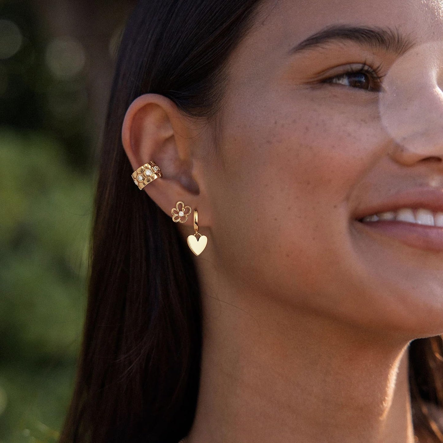 MYEARS Women Heart Earrings Gold Huggie Hoop Dangle Drop 14K Gold Plated Small Simple Hypoallergenic Everyday Jewelry