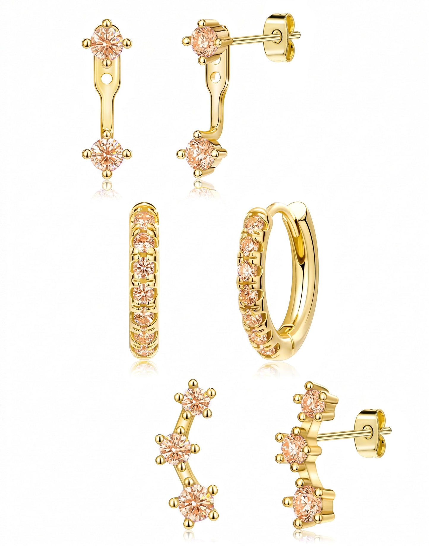 3-Pair Birthstone Hoop Earrings Set