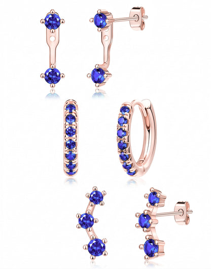 3-Pair Birthstone Hoop Earrings Set