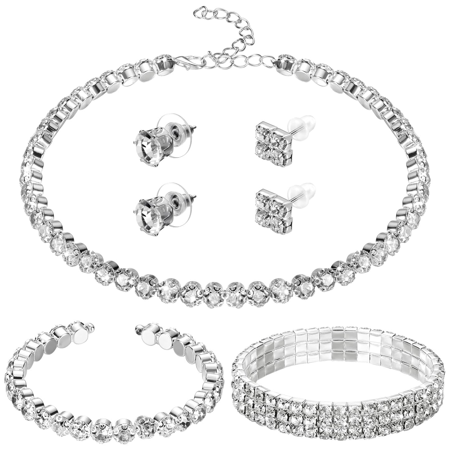 3-Piece Pearl Rhinestone Jewelry Set