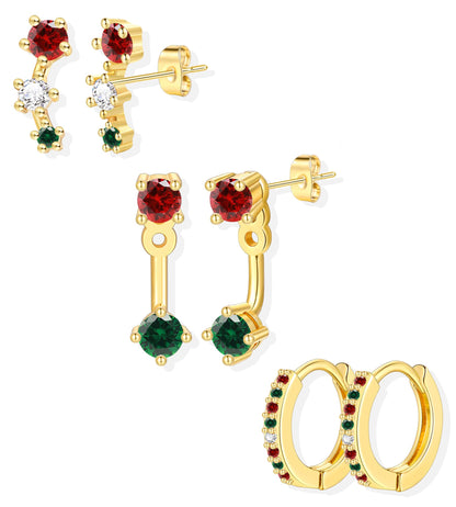 6-Pair Gold-Tone Stud Earrings Set