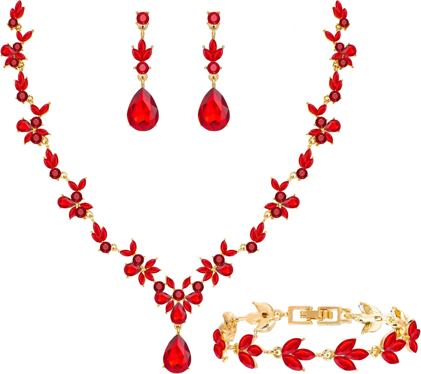 3-Piece Crystal Flower Jewelry Set