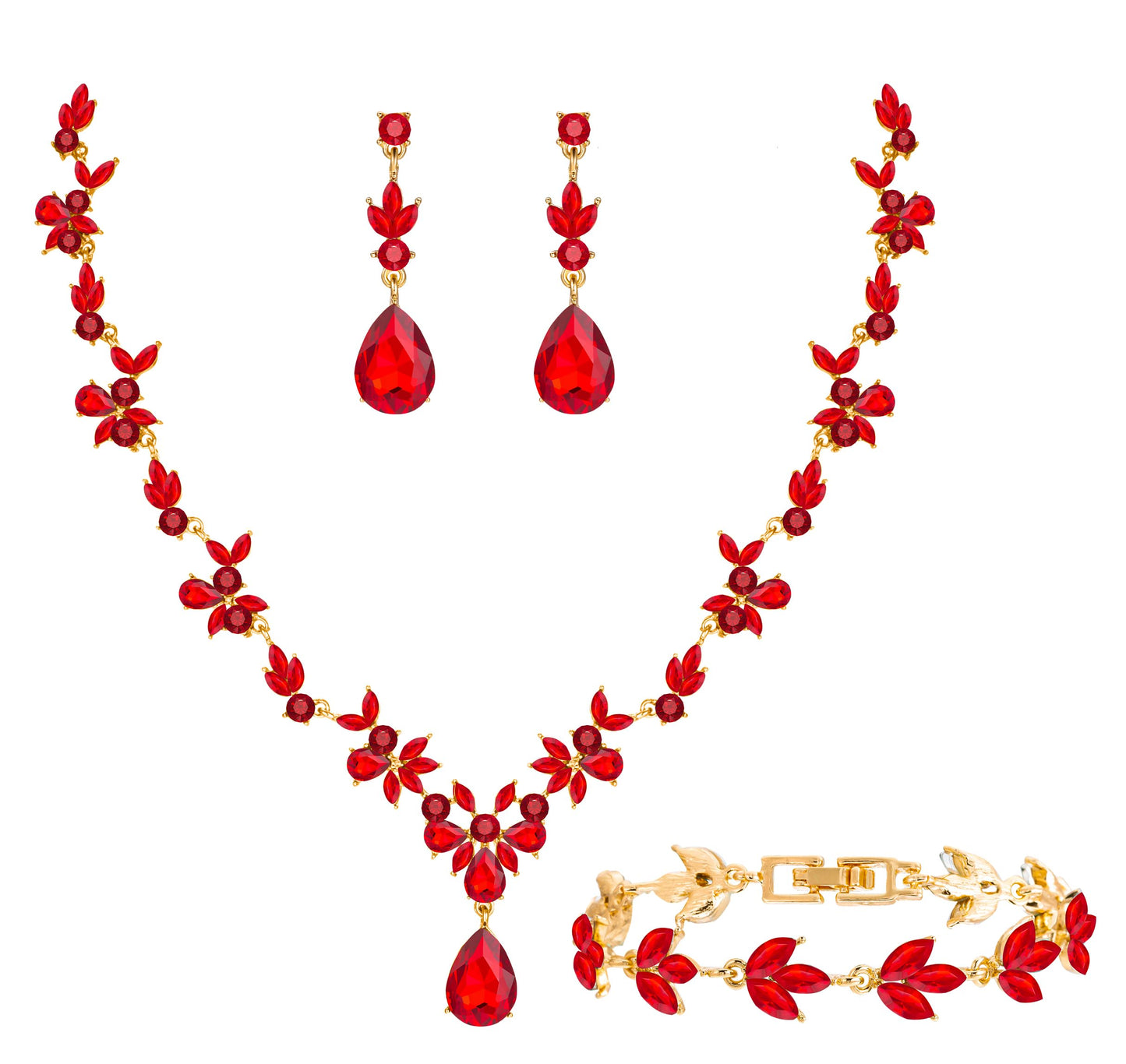 3-Piece Crystal Flower Jewelry Set