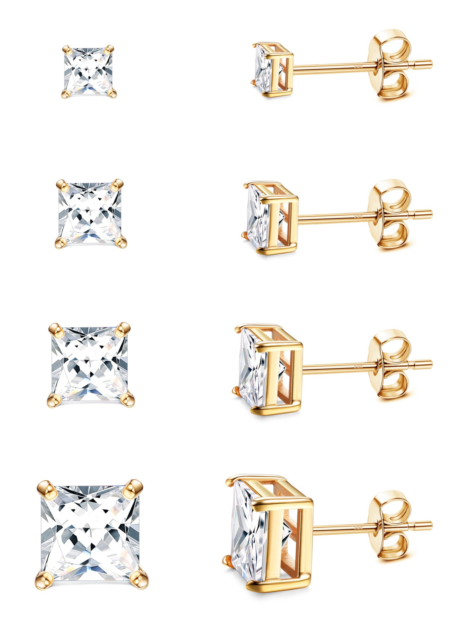 Gold-Tone Silver-Tone CZ Stud Earrings
