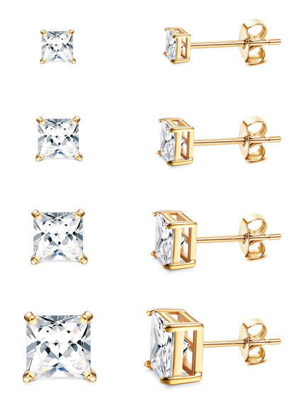 Gold-Tone Silver-Tone CZ Stud Earrings