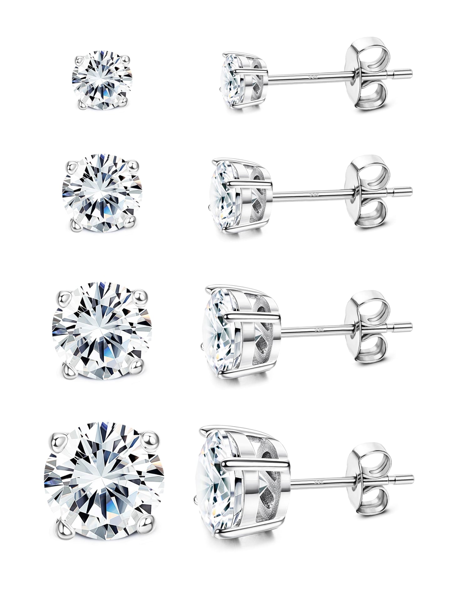 Gold-Tone Silver-Tone CZ Stud Earrings