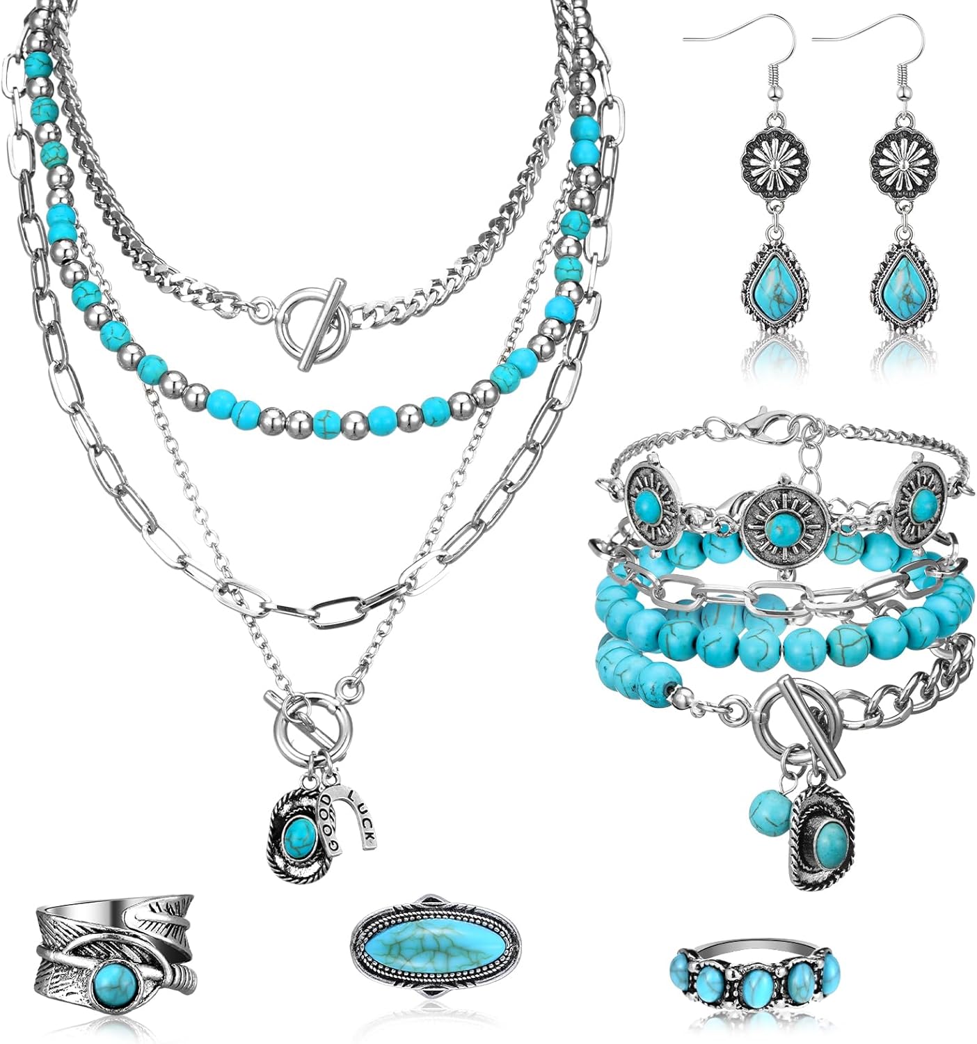 Turquoise Boho Jewelry Set